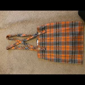 Plaid skirt/suspenders